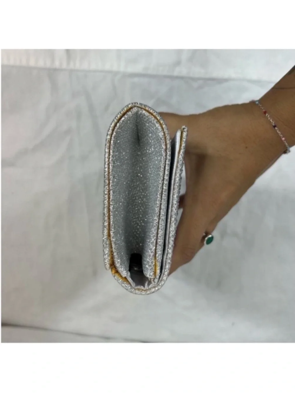 Jessica McClintock Chloe Sparkle Rhinestone Silver Crossbody Clutch